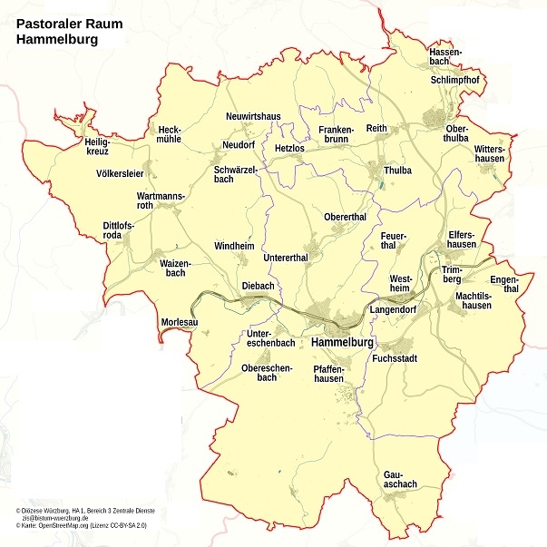 Übersichtskarte Pastoraler Raum Hammelburg