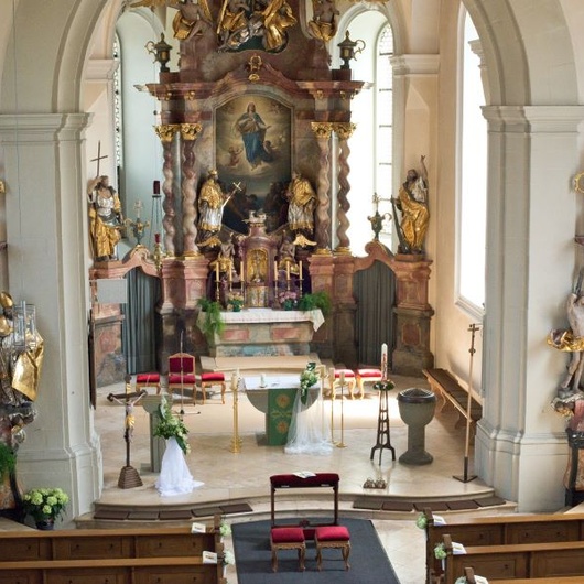 Innenraum der Pfarrkirche Mariä Himmelfahrt, Fuchsstadt