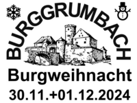 Logo zur Burgweihnacht, das eine schwarz weiß Grafik der Burg zeigt sowie das Datum.